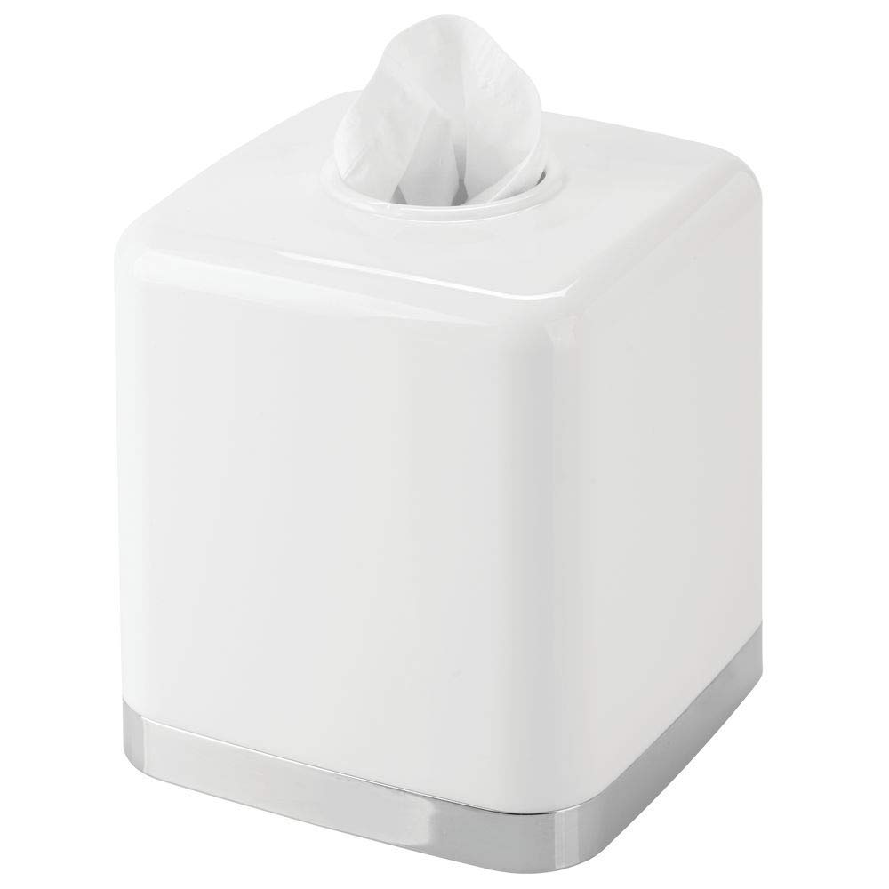 mDesign Plastic Square Disposable Facial Tissue Box Cover for Bathroom Vanity, Countertop, Bedroom Dresser, Night Stand, Office Desk, End Table, Hold
