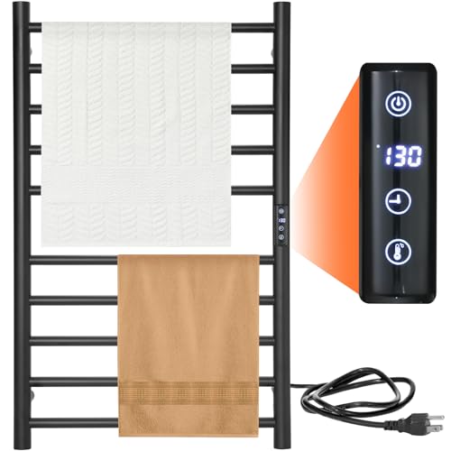 VARIPOWDER Towel Warmer, 10 Bars Wall Mounted Heated Towel Racks for Bathroom 24H Time Setting and Temperature Control Heated Drying Rack