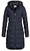 Eight 2 Nine Damen Steppmantel LETN-039 Lange Stepp-Jacke mit Kapuze night blue M