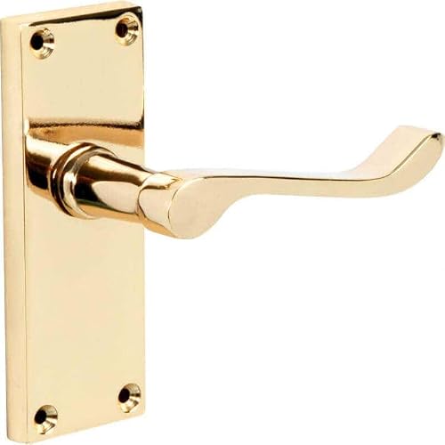 Image of Designer Levers - Victorian Scroll Lever Door Handles -Polished Brass - 1 Pair - Latch Door Handle - Interior Use - Short Latch
