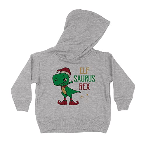 Elf Saurus Rex Christmas Dinosaur Kids Hoodie Sweatshirt Toddler 4T Heather Grey