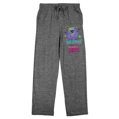 Invader Zim I'll Destroy You Adult Gray Heather Sleep Pajama Pants