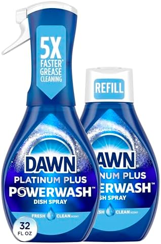 Dawn Powerwash Spray Starter Kit, Platinum Dish Soap, Fresh Scent, 1 Starter Kit + 1 Dawn Powerwash Refill, 16 fl oz each (Pack of 2)