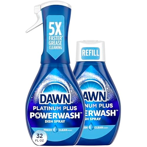 Dawn Powerwash Spray, Dish Soap, Dishwashing Liquid, Cleaning Supplies, Fresh, 1 Starter Kit + 1 Refill, 32 Fl Oz