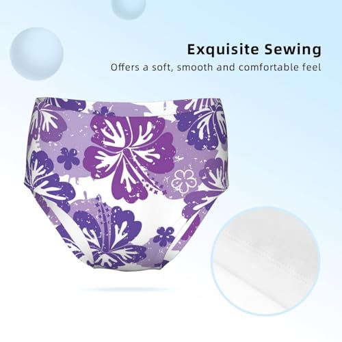 Purple Hawaiian Hibiscus Flower Girls' Underwear Soft Cotton Little Girls Panties Comfort Briefs3