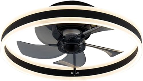 Miniatura 6 de Ruiwing - Lámpara de techo negra sin aspas, ventilador de techo de perfil bajo para dormitorio con control remoto, accesorio de iluminación moderno