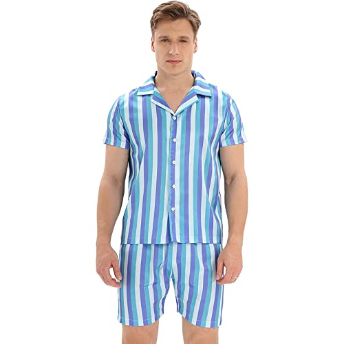 Pyjama court satin hommes contre la chaleur ensemble de nuit deux pièces frais