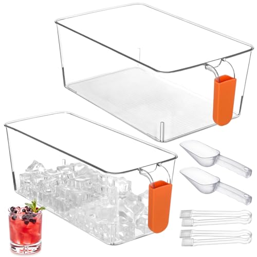 2 hieleras transparentes de plástico con cuchara y pinzas miniatura 1