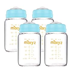 [Pack of 4] Blue Lid - 6 Ounce Clear Borosilicate GLASS Bottle