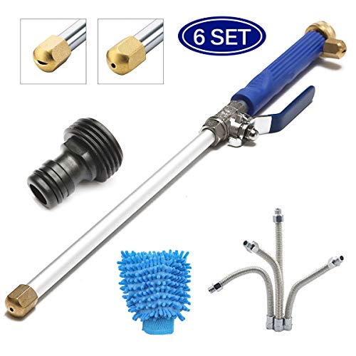 SAFETYON Sprühlanze für Gartenschlauch Hydro jet Wasserlanze mit 2*Düse 1*Verlängerungsstab 1*Reinigungshandschuh Strahlrohr Gießstab zum Gartenschlauch Spritzlanze für Bewässerung Reinigung