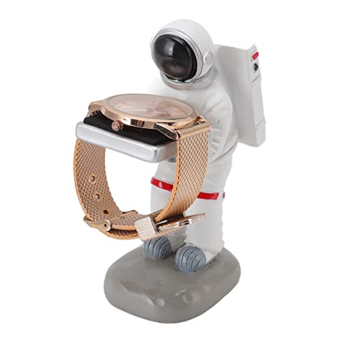 Riuulity PréSentoir de Montre de Modèle de Figure Mignonne de RéSine, Support Multifonctionnel de Support de Montre, pour Placer de Petits Articles, Bracelets, Anneaux, Colliers (Astronaute L) Cover