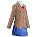 Juejuezi Doki Doki Literature Monika Outfit Yuri Ddlc Uniform Sayori Cosplay School Girl Costume Halloween (M, Brown)
