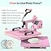 Slendor Heat Press 15x15 Inch 5 in 1 Heat Press Machine with 30OZ Tumbler 360-Degree Swing Away Digital Multifunction Heat Transfer Sublimation Combo for T Shirts Mugs Hat Plate Cap, Pink