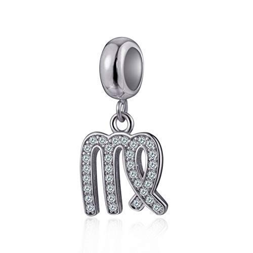 Virgo Zodiac Sign Charms for Pandora Charm Bracelets - 925 Sterling Silver Necklace Pendants, 12 Constellation/Horoscope Star Dangle - Dangling Birthstone Beads, Birthday Gifts Women/Men/Girls/Boys.