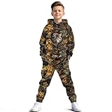 Pensura Girls 2 Pieces Sweatsuits Pullover Wolf Camo Hunting Hoodie Sweatshirt and Jogger Pants Boys Fashion Tracksuit Set Outfits Casual Clothes Fall Winter Clothing