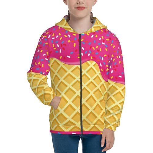 Red Ice Cream Kids Pullover Hoodies Boys Zip Up Sweatshirts Girls Athletic Clothes with Pocket3