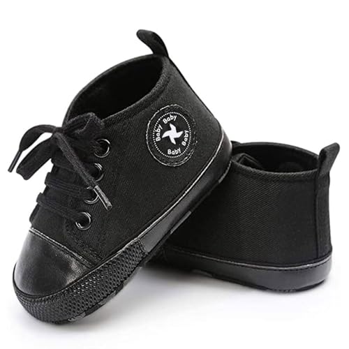Newborn Baby Girls Boys Canvas Shoes Infant Soft Sole Slip On First Walkers Sneaker Toddler Flat Loafers High Top Crib Denim Unisex Moccasins Shoe3