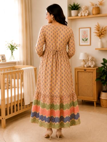 Image of RITIJYA Feeding Kurta for Women with Zip | Maternity Kurti for Nursing Mothers | Concealed Zipper, Extra Pleats Pre to Post Pregnancy | Quick-Dry Comfort Fabric | S-4XL