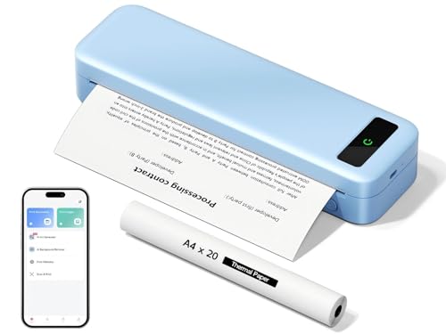 Image of TATTMUSE Bluetooth Portable Thermal Printer Blue & Printer Carrying Case Grey
