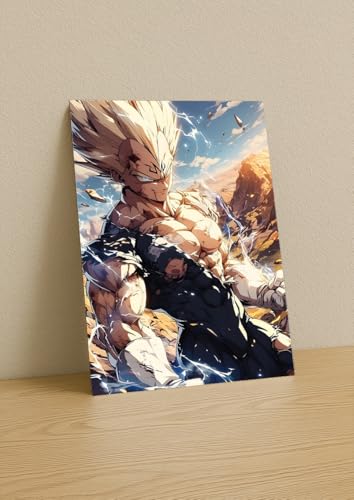 Image of NIJUKA Anime Printed A4 Size Metal sheet Poster For Home And Room Decoration | For Anime Art Fans Boys And Girls (SS 2 Magen Vegeta)