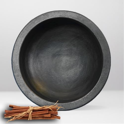 Craftsman India Online Craftsman Deep Burned Clay Biryani Handi/Earthen/Mud/Mitti Pot for Cooking and Serving 1 Liter, Uncoated, Black