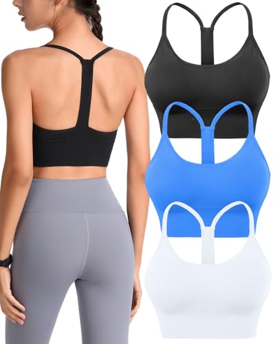 Image of Evercute Racerback Sports Bras Padded Y Racer Back Cropped Bras for Yoga Workout Fitness Low Impact