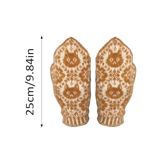 Manoplas para mujer con patrón de gato: guantes gruesos y cálidos de invierno 5