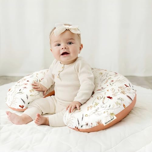 Image of GRSSDER Reversible Nursing Pillow Cover, Ultra Soft Stretchy Minky Removable Nursing Covers Fitted for Breastfeeding Pillows Snug and Safe, Comfortable Slipcover for Girls, Stylish Original Print
