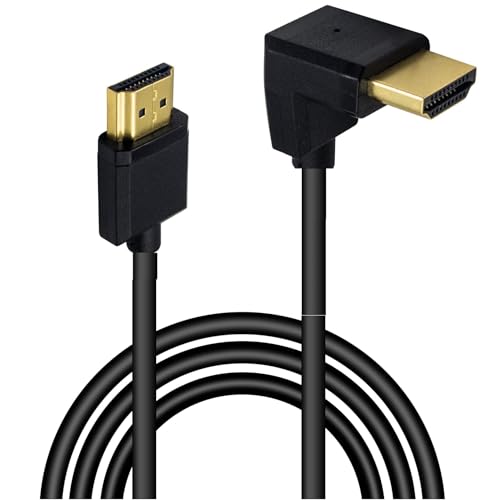 TECHZOCO Cable HDMI 4K 270 grados 2.0, Cable hdmi alta velocidad, 4K Ultra HD 2160p (30 Hz), Cable contactos dorados, Compatible PC, PS4, PS5, Xbox, Smart TV, Negro, 1 Metros