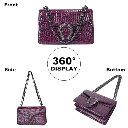 Image of Women's Crossbody Shoulder Bag Snake Print Satchel Purse Leather Chain Clutch Evening Handbag