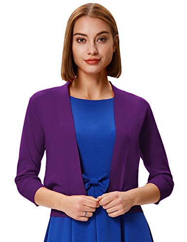 Image of GRACE KARIN Women Cardigan Sweaters Lightweight Knit Cropped Cardigans Trendy 3 /4 Sleeve Shrug Bolero S-3XL