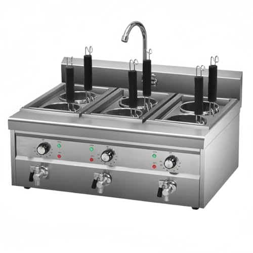 Foke電気式ゆで麺器 業務用 麺茹で器 ステンレス製 大容量 保温機能あり ラーメン釜 ゆで麺機 デスクトップ麺調理機ゆで麺器 2.5kW 速度加熱 卓上タイプ 30℃~110℃調節可能 省エネ 業務用 家庭用 煮物 うどん そば ラーメン 飲食店 多用