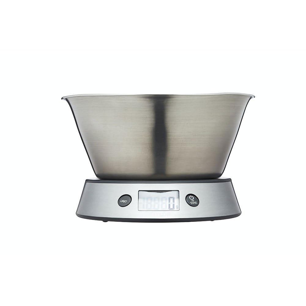 Pro Digital Kitchen Food Scales with Removable Bowl, Professional Standard with Tare Feature and Precision Accuracy, Stainless Steel Finish, Weighs 5 kg Capacity