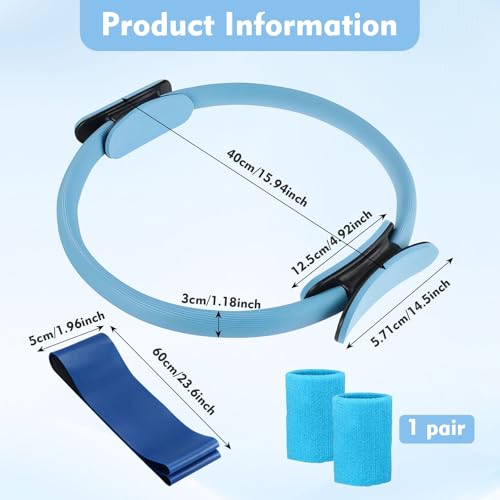 nnOuOnn Circle Pilates Ring Set, Magic Durable Resistance Yoga Fitness Equipmentfor Women, Core Balance Training Kit, Non-Slip Home Gear with Adjustable Pilates Essential kitr Gym Rings (Blue) - Image 2