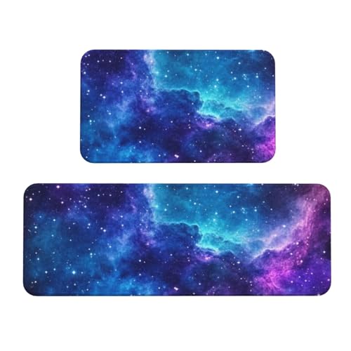 Tapetes de cocina acolchados y cómodos Space Star Galaxy de dos piezas lavables 2