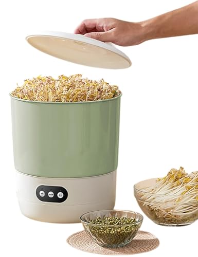 GXGSDM Germinadora Soja Inteligente, germinadora automática, Capacidad 2 Capas, 3 Modos estacionales, pulverización 360°, germinación a Temperatura Constante PTC, cubeta Protectora la luz