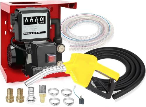 電動オイルーポンプ ディーゼル 灯油ポンプ 110V 550W 60L/min 油出し口のホース4.05m 油入れ口のホース2m オイルーポンプセット [並行輸入品]