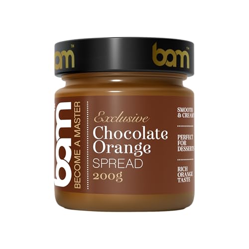 BAM Crema de Cacao con Naranja, 200 g – Crema para Untar con Sabor a Chocolate y Naranja, sin Aceite de Palma