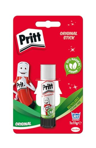 Pritt Glue Stick, Safe & Child-Friendly Craft Glue for Arts & Crafts Activities, white, 1x11g Pritt Stick, Packaging may vary