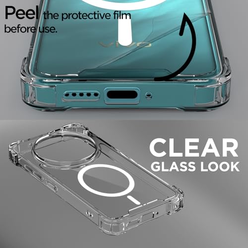 Image of Pikkme Back Cover for Vivo T4 5G / iQoo Z10 5G Mag-Safe Shockproof PC + TPU Protective Case Magnetic Support Bumper Case (Transparent Mag-Safe)