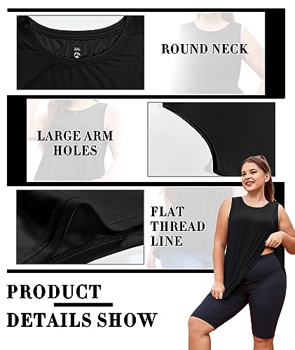 LALAGEN Plus Size Womens Workout Tank Tops Sleeveless Summer Loose Fit Flowy Yoga Athletic Running Shirts4