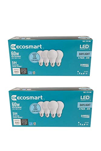 EcoSmart 60W Equivalent Daylight A19 Energy Star Dimmable LED Light Bulb (8 Pack)