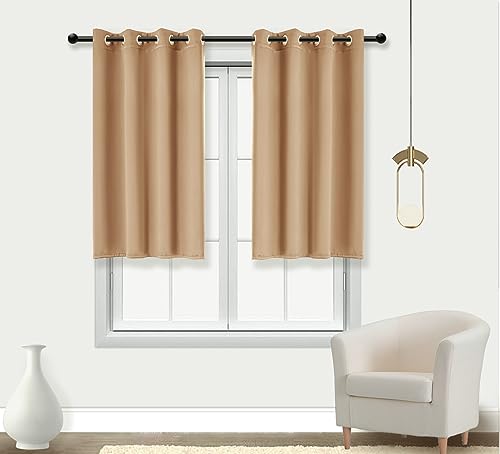 PI Blackout Bedroom Curtains,Thermal Insulated Ring Top Window Treatment,Room Darkening Drapes for Living Room/Bedroom/Kitchen 1 Panel (Cappuccino, W52XL54)
