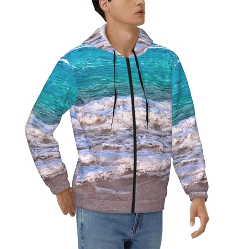 Sweat à capuche zippé blanc à cordon de serrage et motif tropical