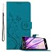 Cadorabo Hülle kompatibel mit LG K8 2017 Blumen Design aus Premium Kunst Leder Flip Klappbare Stoßfeste Magnetische [Standfunktion] [Kartenfächern] Cover Hülle für LG K8 2017 Tasche in Blau