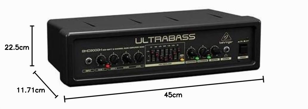 Behringer ULTRABASS BXD3000H Bassverstärker Topteil, 300 Watt Bass Amp mit 2 Kanälen, FBQ-Spektrumanalysator, Ultrabass-Prozessor und integriertem Kompressor für E-Bass