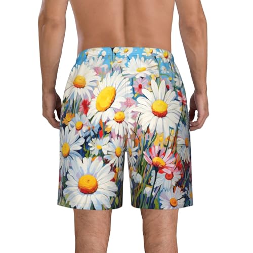 Summer Floral Daisies Flower Print Stylish Beach Shorts Swim Trunks Lightweight Breathable Summer Outdoor Activities3