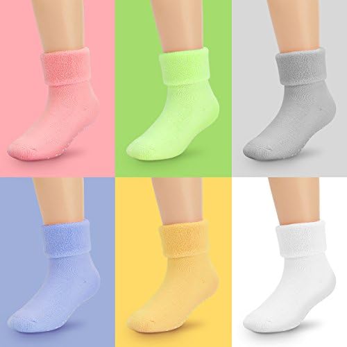 Baby Socks,Mossio 6 Pack Newborn Socks Non Skid Crew