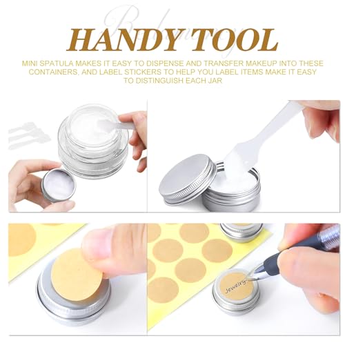 Redamancy 24 pcs Aluminium Empty Containers, 5ml Aluminium Tins Jars, Lip Balm Tins with Screw Lids, Round Travel Cream Jars with Labels and Mini Spatula, for Lip Balm, Lotion, Cream, Mini Candles - Image 5