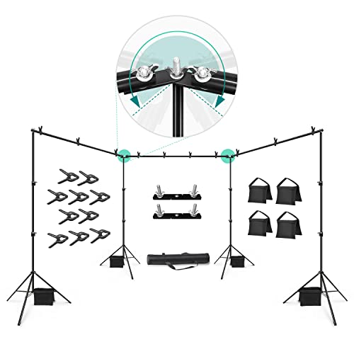 Julius Studio 30 Feet Max Crossbar, 250° Rotatable Angle, Triple Wide Telescopic Backdrop Stands, Background Support System With 10 Spring Clamps And 4 Counter Weight Sand Bags, Jsag795 #TOP17
